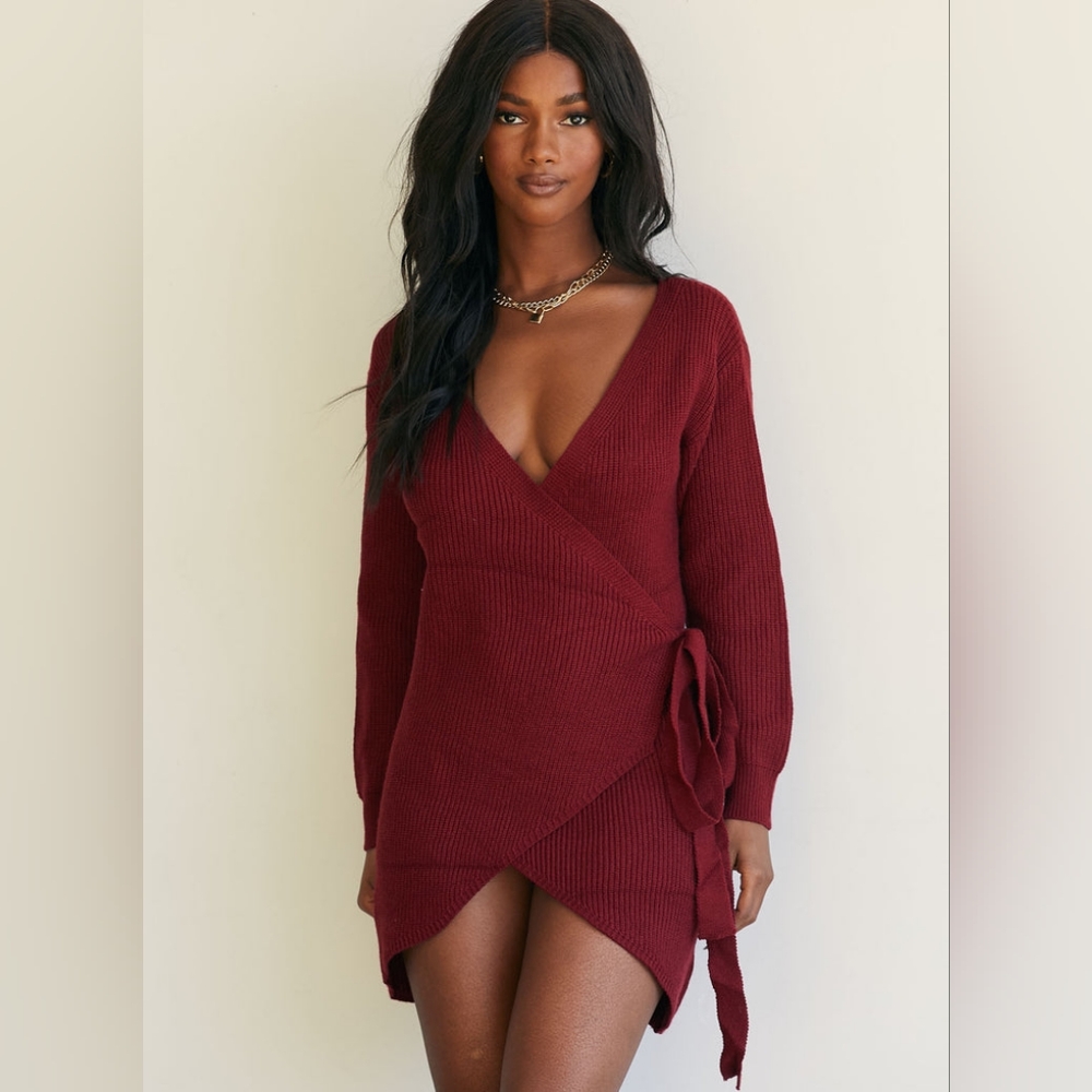 PRINCESS POLLY PHENIX MINI DRESS BURGUNDY